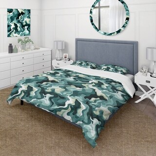 Designart "Green Chic Camouflage Fashion" modern bedding covert set ...